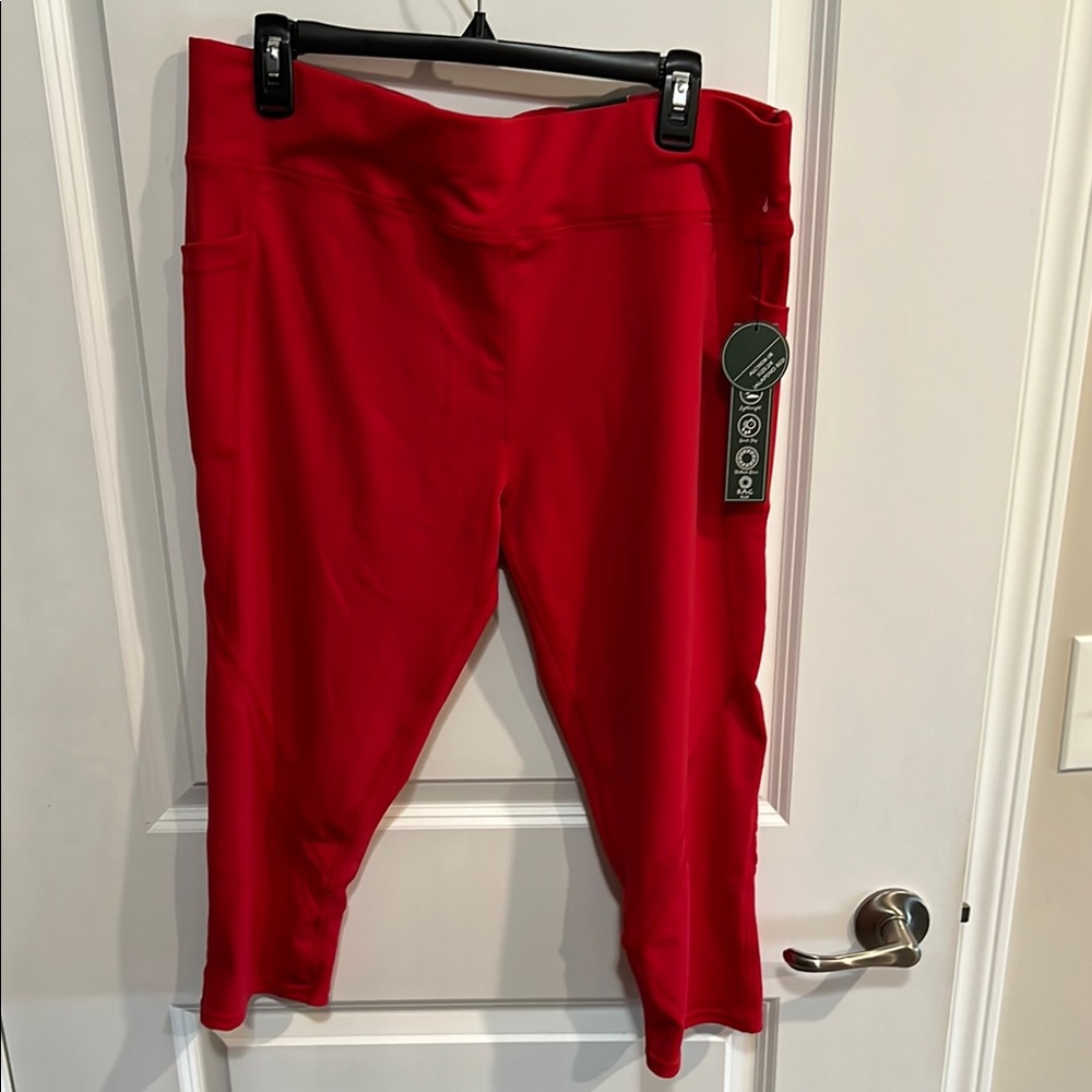 Vibrant Red Woman Leggings
